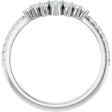 Platinum Round Natural Diamond Accented Contour Band – 2.2-2.5mm Stones - view 2