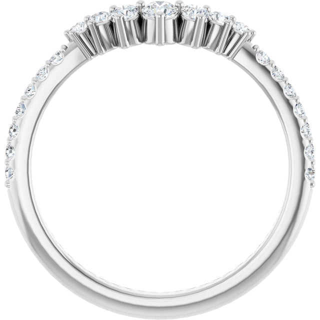 Platinum Round Natural Diamond Accented Contour Band – 2.2-2.5mm Stones - view 2
