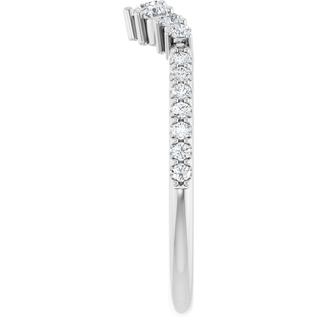 Platinum Round Natural Diamond Accented Contour Band – 2.2-2.5mm Stones - view 4