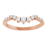 14K Gold Round Natural Diamond Accented Contour Band – 2.2-2.5mm Stones - Rose Gold - view 3