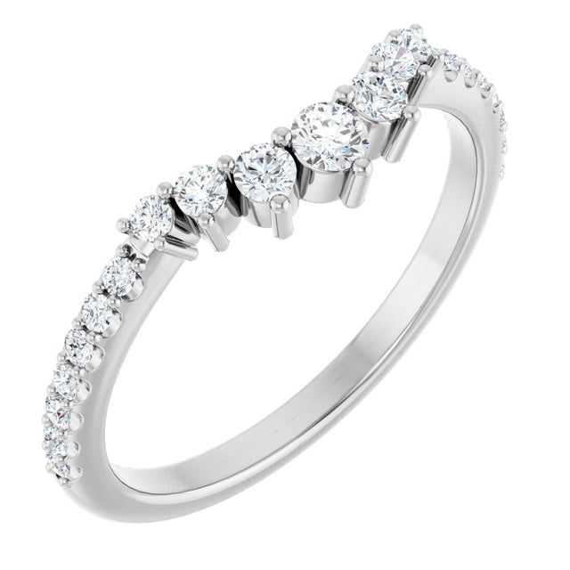 Platinum Round Natural Diamond Accented Contour Band – 2.2-2.5mm Stones