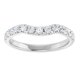 14K Gold Round Lab-Grown Diamond French-Set Contour Band - White Gold - view 3