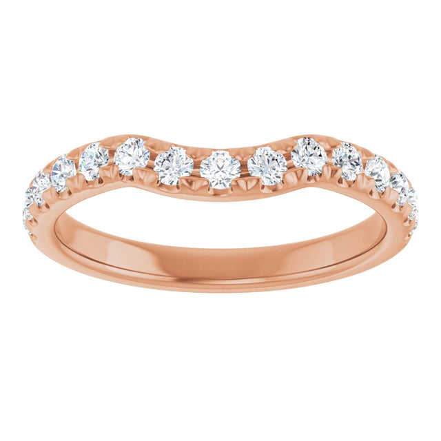 14K Gold Round Lab-Grown Diamond French-Set Contour Band - Rose Gold - view 3