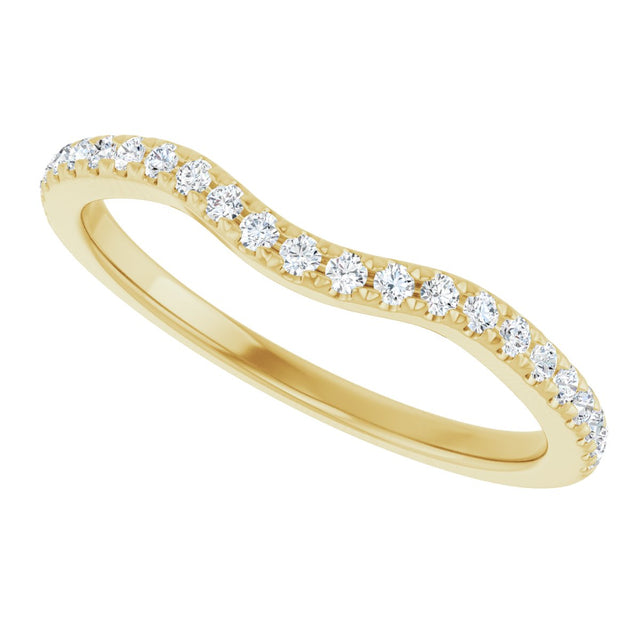 14K Gold Round Natural Diamond French-Set Contour Band - Yellow Gold - view 5