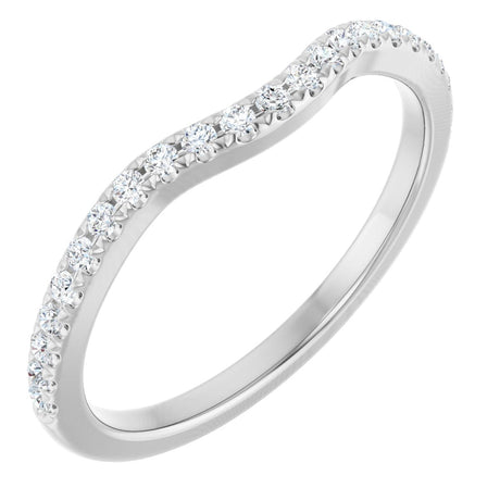 Platinum Round Natural Diamond French-Set Contour Band