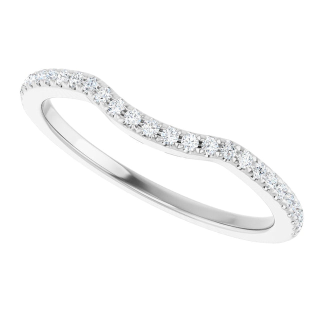 Platinum Round Natural Diamond French-Set Contour Band - view 5