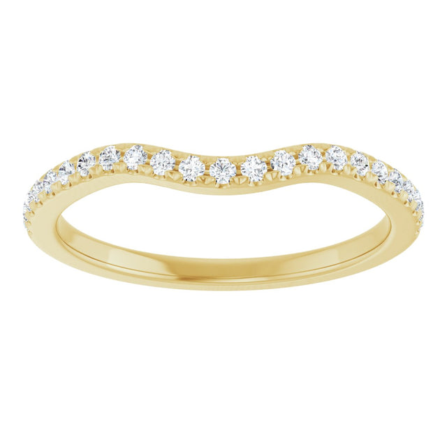 14K Gold Round Natural Diamond French-Set Contour Band - Yellow Gold - view 3