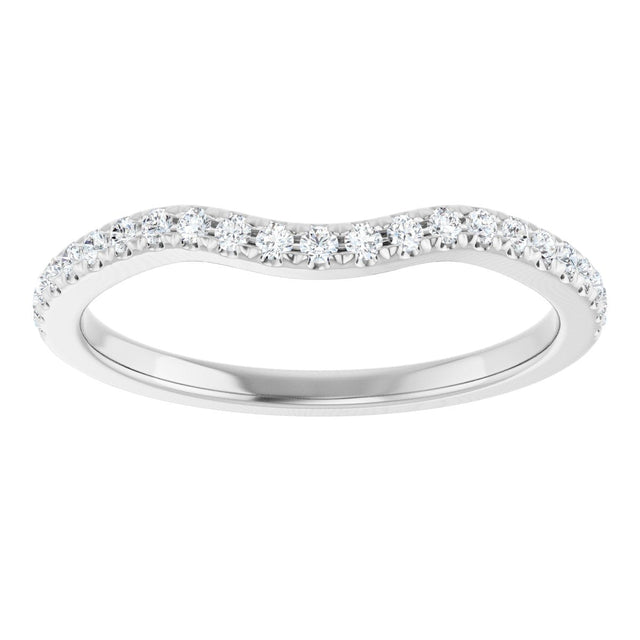 14K Gold Round Natural Diamond French-Set Contour Band - White Gold - view 3
