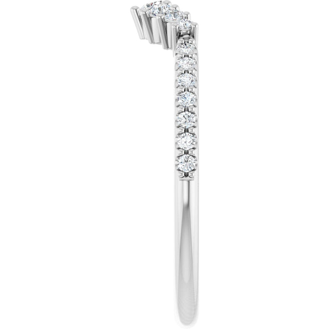 Platinum Round Lab-Grown Diamond Accented Contour Band – 1.2mm Stones - view 4