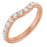 14K Gold Round Natural Diamond French-Set Contour Band - Rose Gold