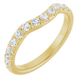 14K Gold Round Natural Diamond French-Set Contour Band - Yellow Gold