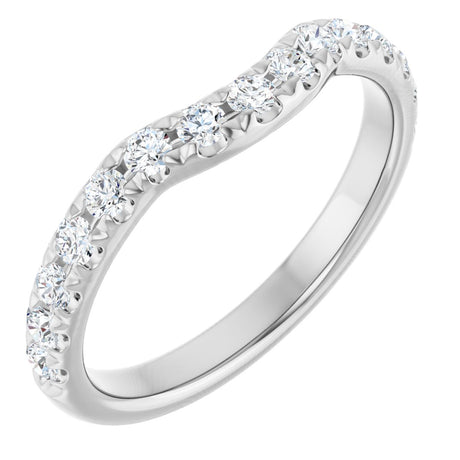 Platinum Round Lab-Grown Diamond French-Set Contour Band