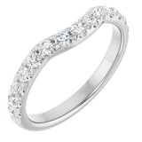 Platinum Round Natural Diamond French-Set Contour Band