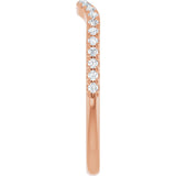 14K Gold Round Natural Diamond French-Set Contour Band - Rose Gold - view 4