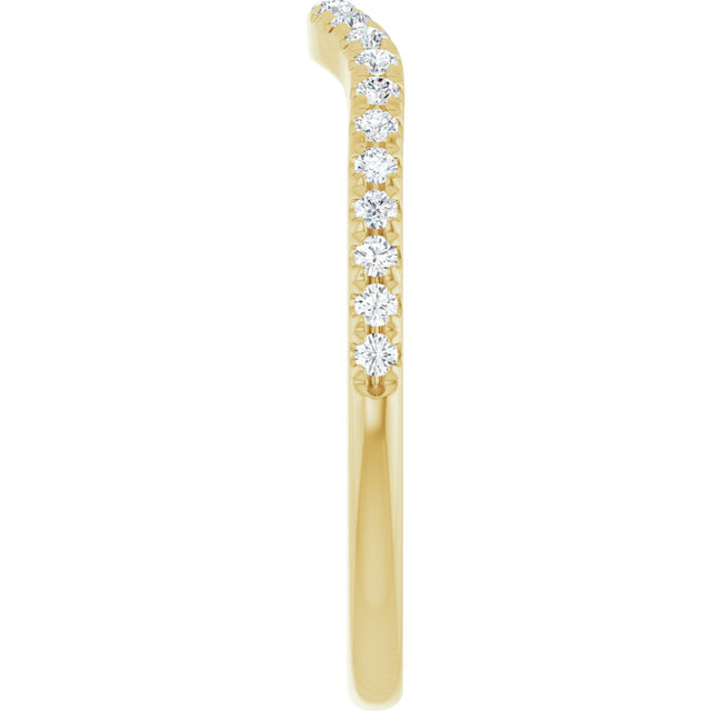14K Gold Round Natural Diamond French-Set Contour Band - Yellow Gold - view 4