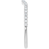 14K Gold Round Natural Diamond French-Set Contour Band - White Gold - view 4