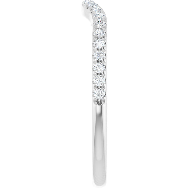 14K Gold Round Natural Diamond French-Set Contour Band - White Gold - view 4
