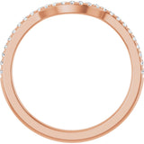 14K Gold Round Natural Diamond French-Set Contour Band - Rose Gold - view 2