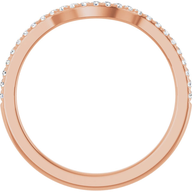 14K Gold Round Natural Diamond French-Set Contour Band - Rose Gold - view 2