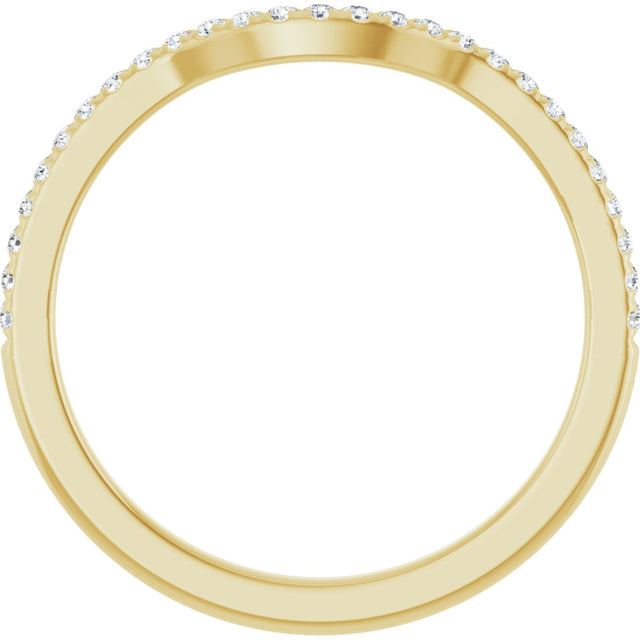 14K Gold Round Natural Diamond French-Set Contour Band - Yellow Gold - view 2
