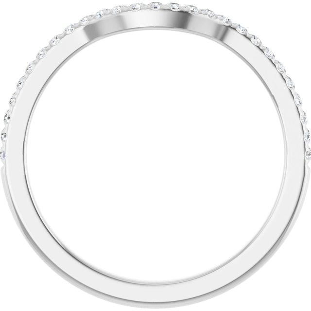 Platinum Round Natural Diamond French-Set Contour Band - view 2