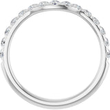 Platinum Round Natural Diamond French-Set Contour Band - view 2
