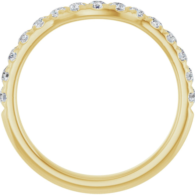 14K Gold Round Lab-Grown Diamond French-Set Contour Band - Yellow Gold - view 2