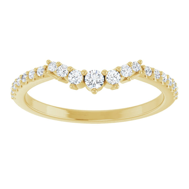 14K Gold Round Lab-Grown Diamond Accented Contour Band – 1.2-2.5mm Stones - Yellow Gold - view 3