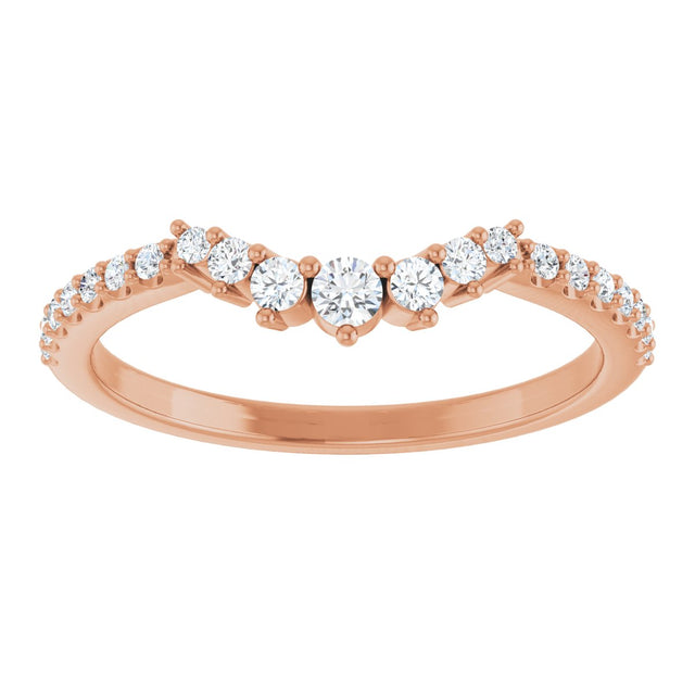 14K Gold Round Lab-Grown Diamond Accented Contour Band – 1.2-2.5mm Stones - Rose Gold - view 3
