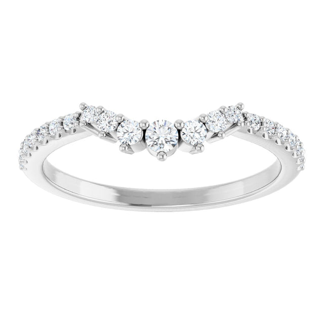 Platinum Round Lab-Grown Diamond Accented Contour Band – 1.2mm Stones - view 3