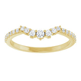 14K Gold Round Lab-Grown Diamond Accented Contour Band – 1.2-2.5mm Stones - Yellow Gold - view 3