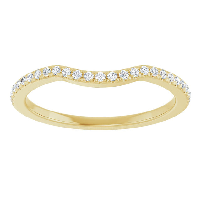 14K Gold Round Natural Diamond French-Set Contour Band - Yellow Gold - view 3