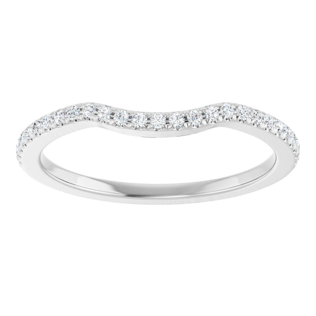Platinum Round Natural Diamond French-Set Contour Band - view 3