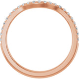 14K Gold Round Natural Diamond French-Set Contour Band - Rose Gold - view 2