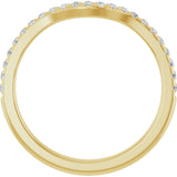 14K Gold Round Natural Diamond French-Set Contour Band - Yellow Gold - view 2