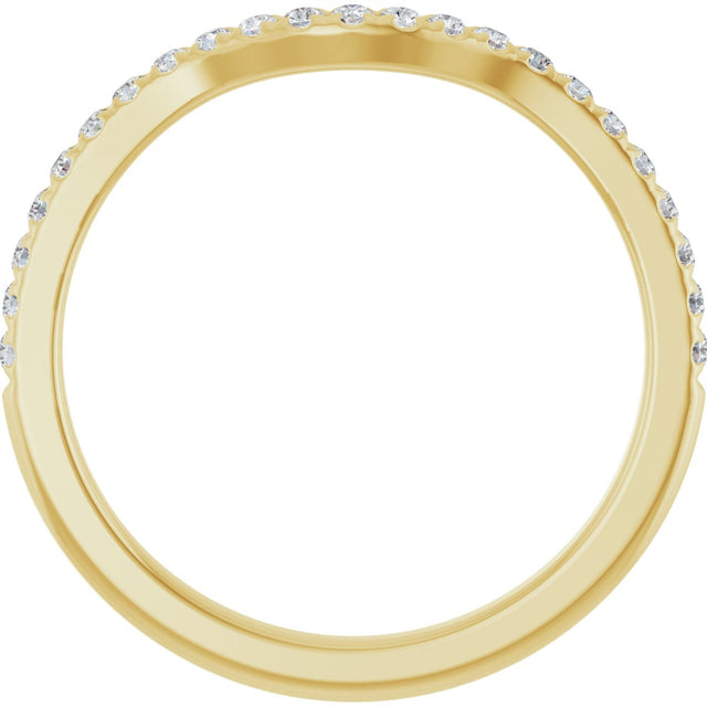 14K Gold Round Natural Diamond French-Set Contour Band - Yellow Gold - view 2
