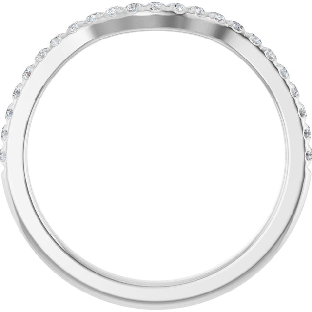 Platinum Round Natural Diamond French-Set Contour Band - view 2