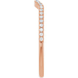 14K Gold Round Natural Diamond French-Set Contour Band - Rose Gold - view 4