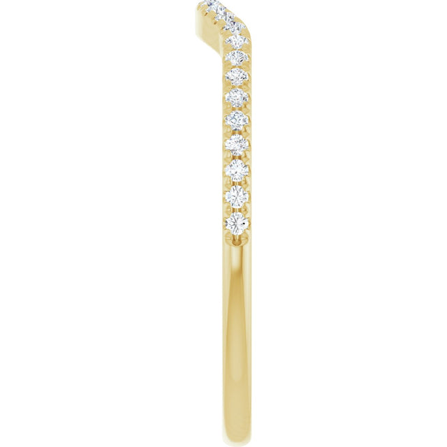 14K Gold Round Natural Diamond French-Set Contour Band - Yellow Gold - view 4