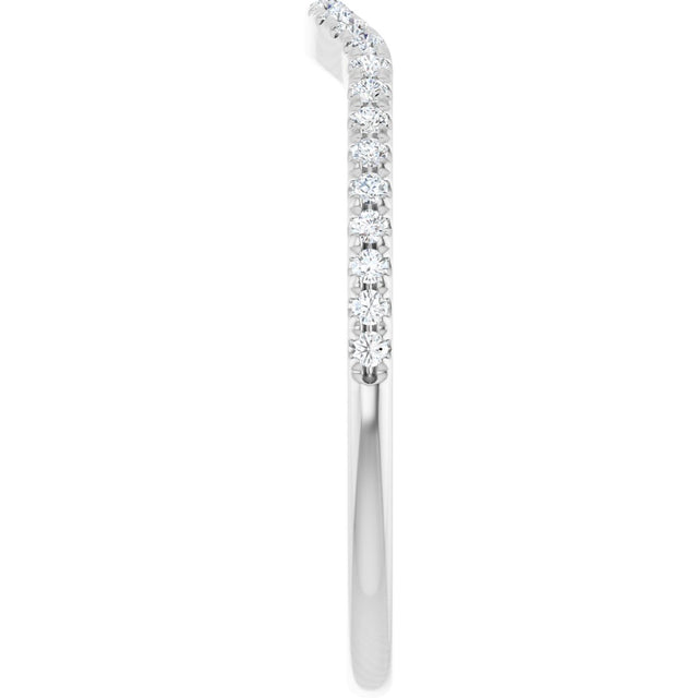 Platinum Round Natural Diamond French-Set Contour Band - view 4