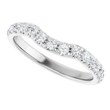 14K Gold Round Natural Diamond French-Set Contour Band - White Gold - view 5