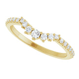 14K Gold Round Natural Diamond Accented Contour Band – 2.2-2.5mm Stones - Yellow Gold - view 5