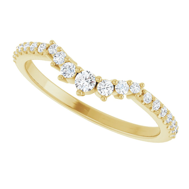 14K Gold Round Lab-Grown Diamond Accented Contour Band – 1.2-2.5mm Stones - Yellow Gold - view 5