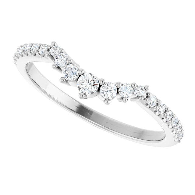 Platinum Round Lab-Grown Diamond Accented Contour Band – 1.2mm Stones - view 5