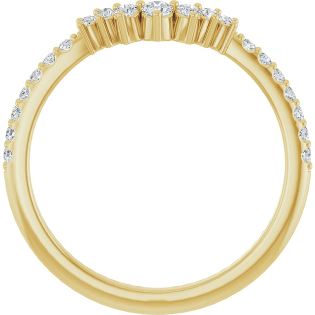 14K Gold Round Lab-Grown Diamond Accented Contour Band – 1.2-2.5mm Stones - Yellow Gold - view 2