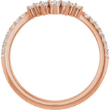 14K Gold Round Lab-Grown Diamond Accented Contour Band – 1.2-2.5mm Stones - Rose Gold - view 2