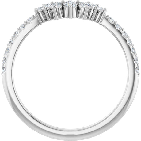 Platinum Round Lab-Grown Diamond Accented Contour Band – 1.2mm Stones - view 2