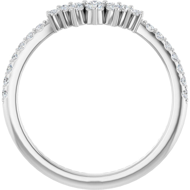 Platinum Round Lab-Grown Diamond Accented Contour Band – 1.2mm Stones - view 2