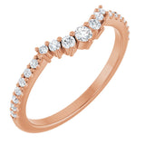 14K Gold Round Lab-Grown Diamond Accented Contour Band – 1.2-2.5mm Stones - Rose Gold