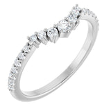 Platinum Round Lab-Grown Diamond Accented Contour Band – 1.2mm Stones
